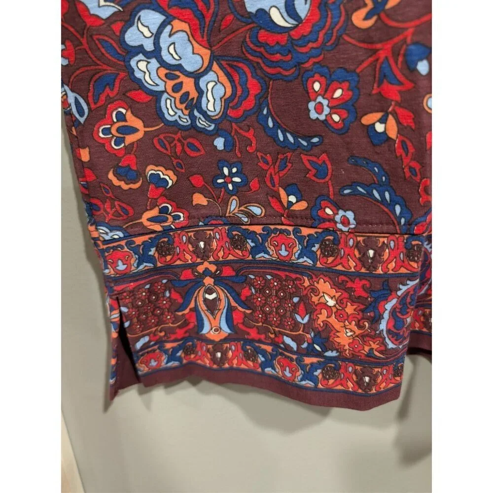 Coolibar Oceanside Tunic Sheath Dress UPF 50 Floral Women’s Sz M Beach Maroon